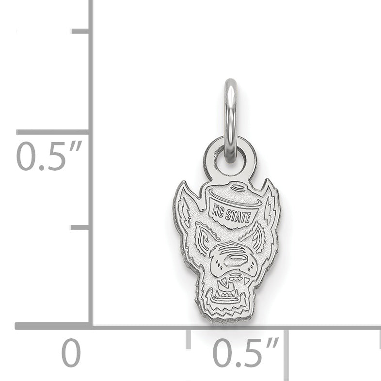 Sterling Silver Rhodium Plated Logoart North Carolina State University Wolf Extra Small Pendant