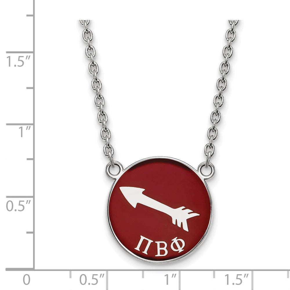 Sterling Silver Rhodium Plated Logoart Pi Beta Phi Sorority Symbol Large Color Enamel Pendant 18 Inch Necklace