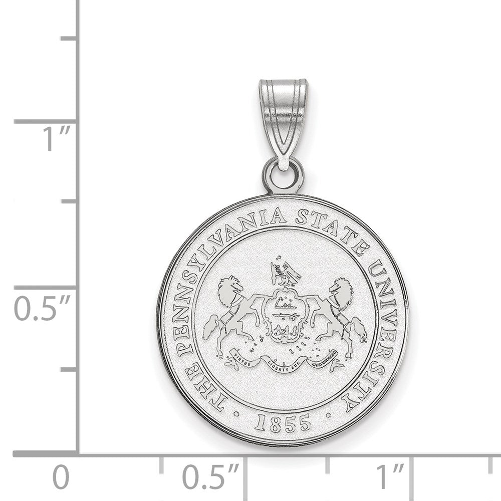 Sterling Silver Rhodium Plated Logoart Penn State University Large Crest Pendant