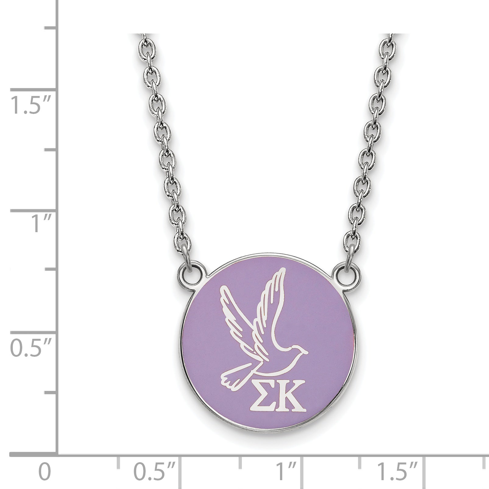 Sterling Silver Rhodium Plated Logoart Sigma Kappa Sorority Symbol Large Color Enamel Pendant 18 Inch Necklace
