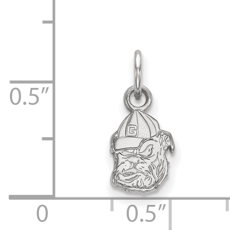 Sterling Silver Rhodium Plated Logoart University Of Georgia Bulldog Extra Small Pendant