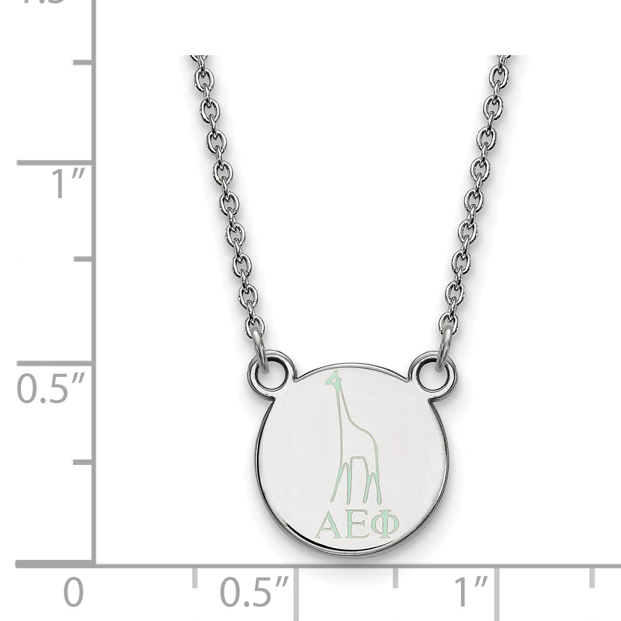 Sterling Silver Rhodium Plated Logoart Alpha Epsilon Phi Sorority Symbol Extra Small Color Enamel Pendant 18 Inch Necklace