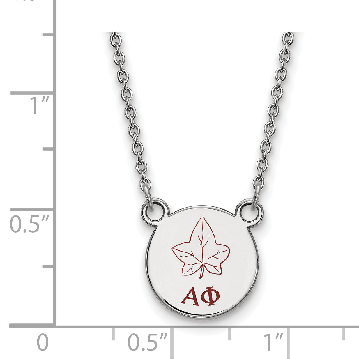 Sterling Silver Rhodium Plated Logoart Alpha Phi Sorority Symbol Small Color Enamel Pendant 18 Inch Necklace