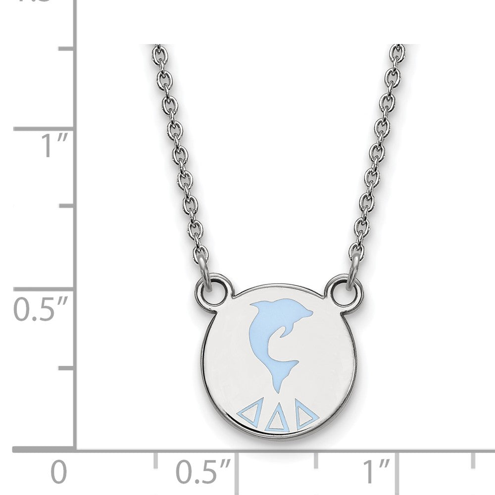 Sterling Silver Rhodium Plated Logoart Delta Sorority Symbol Small Color Enamel Pendant 18 Inch Necklace