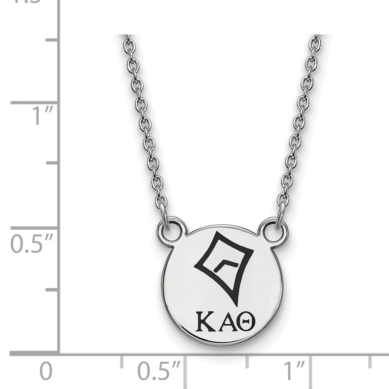 Sterling Silver Rhodium Plated Logoart Kappa Alpha Theta Sorority Symbol Small Color Enamel Pendant 18 Inch Necklace