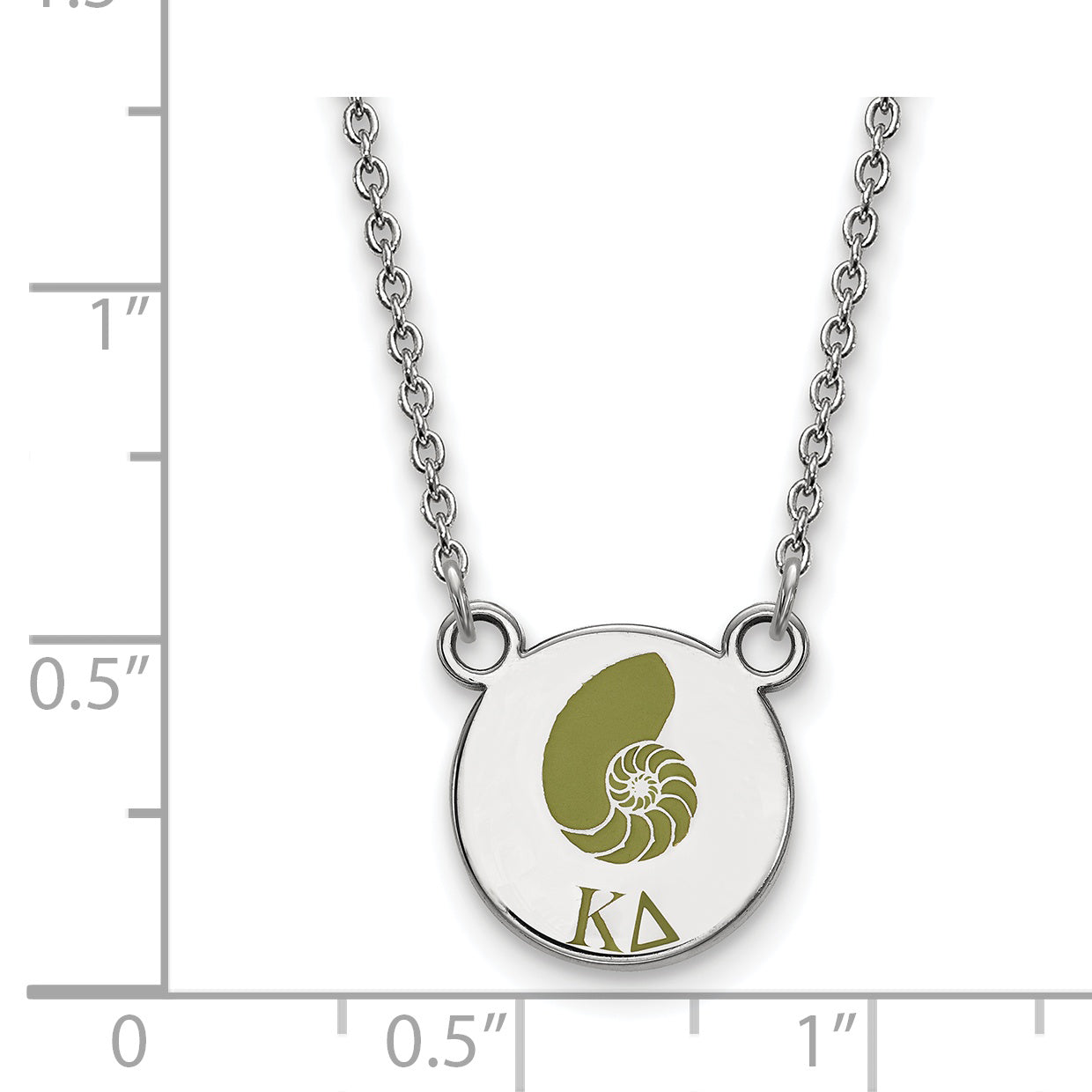 Sterling Silver Rhodium Plated Logoart Kappa Delta Sorority Symbol Small Color Enamel Pendant 18 Inch Necklace