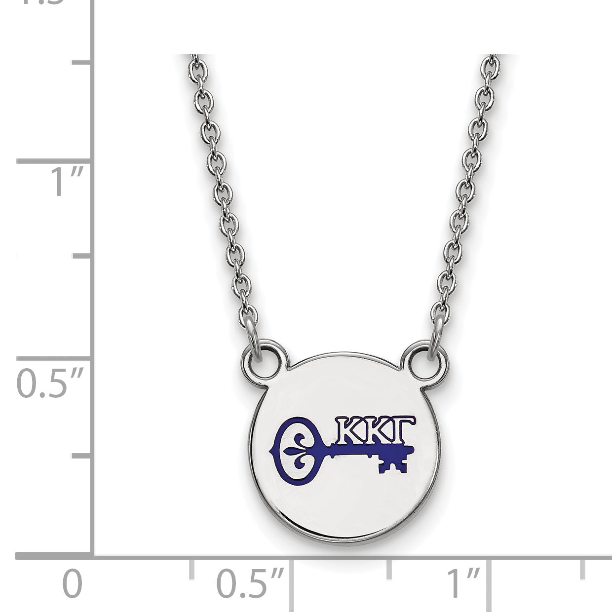 Sterling Silver Rhodium Plated Logoart Kappa Gamma Sorority Symbol Small Color Enamel Pendant 18 Inch Necklace