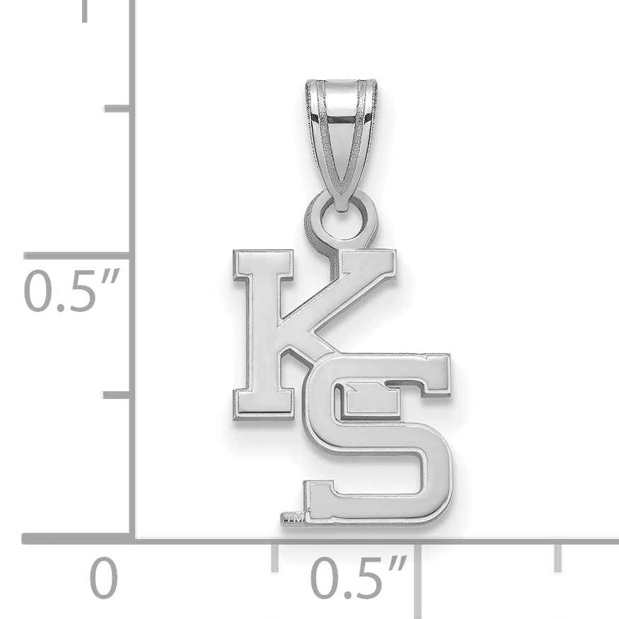 Sterling Silver Rhodium Plated Logoart Kansas State University K S Small Pendant