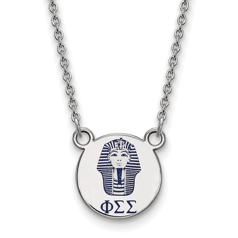 Sterling Silver Rhodium Plated Logoart Phi Sigma Sorority Symbol Small Color Enamel Pendant 18 Inch Necklace