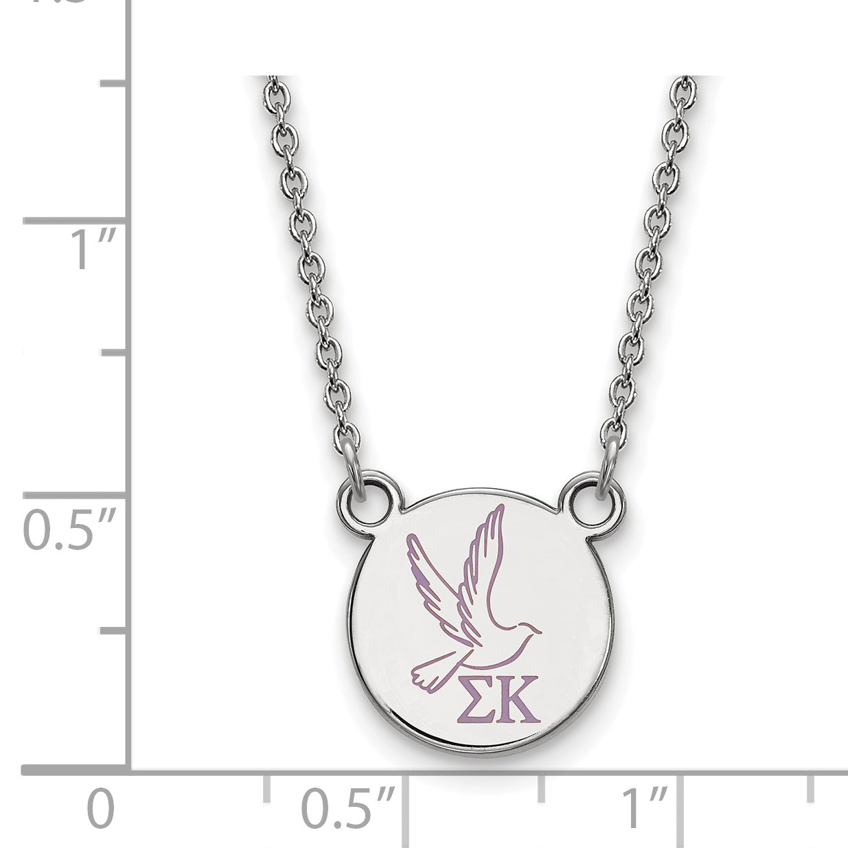 Sterling Silver Rhodium Plated Logoart Sigma Kappa Sorority Symbol Small Color Enamel Pendant 18 Inch Necklace