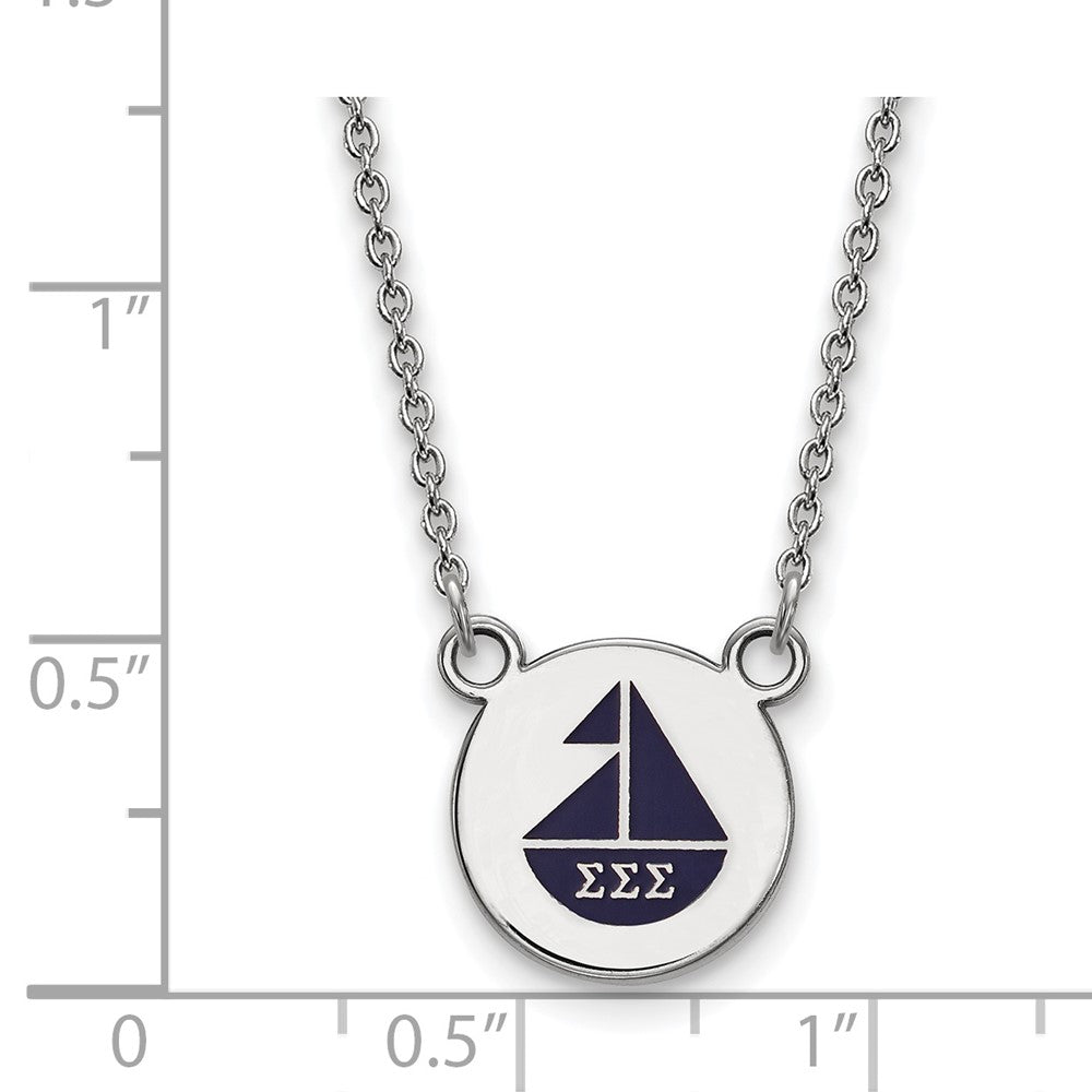 Sterling Silver Rhodium Plated Logoart Sigma Sorority Symbol Small Color Enamel Pendant 18 Inch Necklace