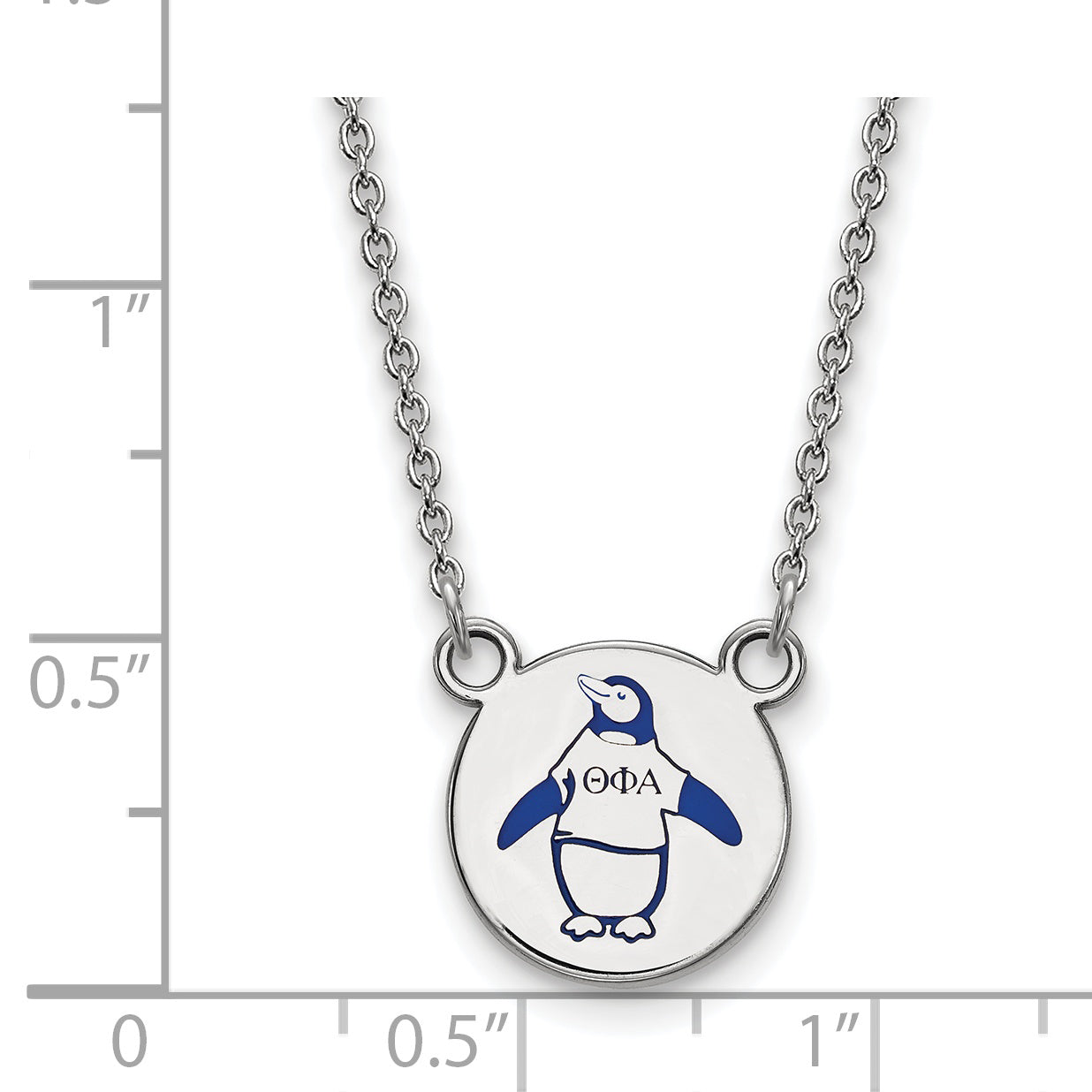 Sterling Silver Rhodium Plated Logoart Theta Phi Alpha Sorority Symbol Small Color Enamel Pendant 18 Inch Necklace