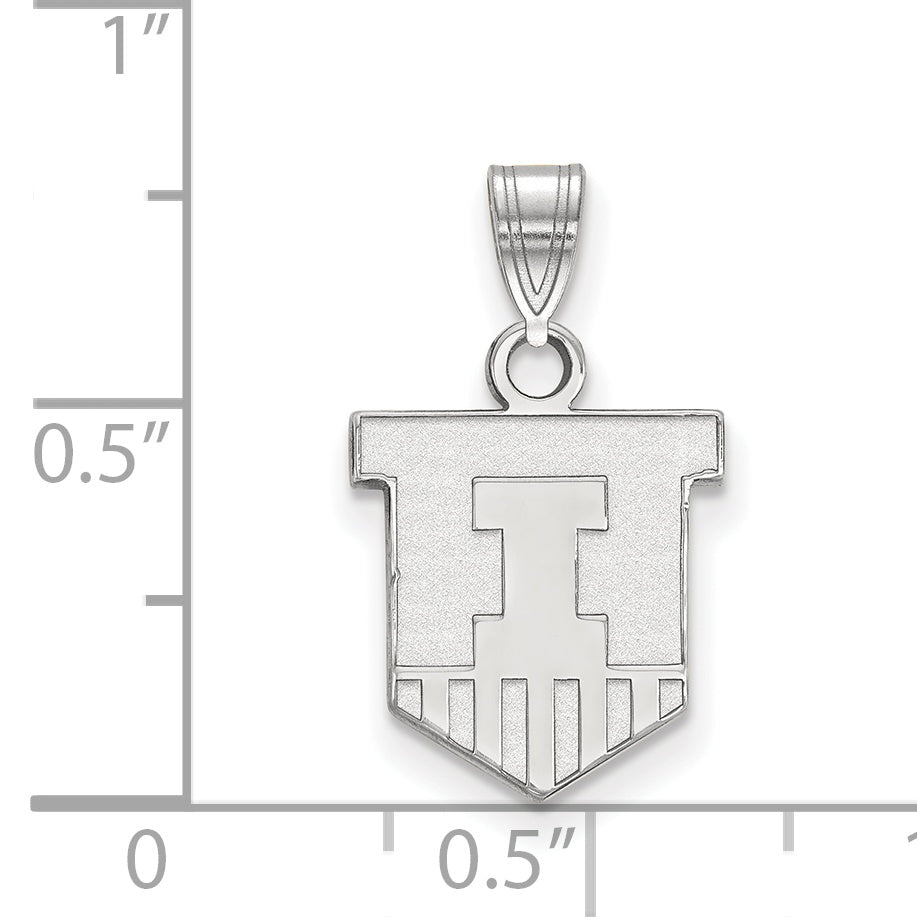 Sterling Silver Rhodium Plated Logoart University Of Illinois Victory Badge Small Pendant