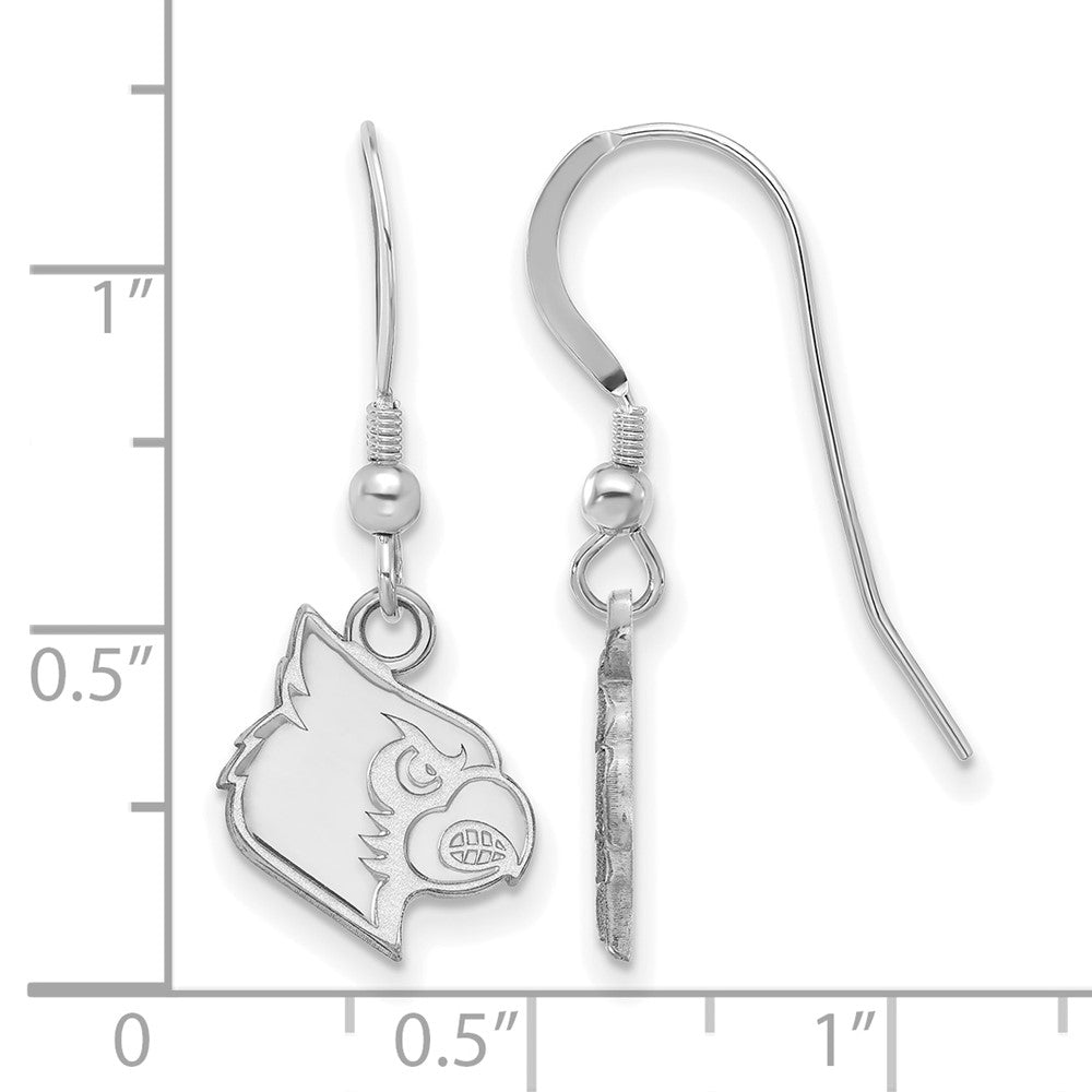 Sterling Silver Rhodium Plated Logoart University Of Louisville Cardinal Small Dangle Wire Earrings
