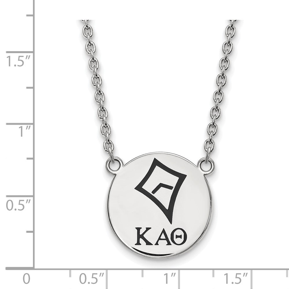 Sterling Silver Rhodium Plated Logoart Kappa Alpha Theta Sorority Symbol Large Color Enamel Pendant 18 Inch Necklace