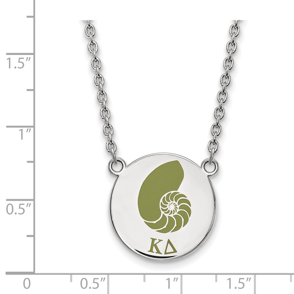 Sterling Silver Rhodium Plated Logoart Kappa Delta Sorority Symbol Large Color Enamel Pendant 18 Inch Necklace
