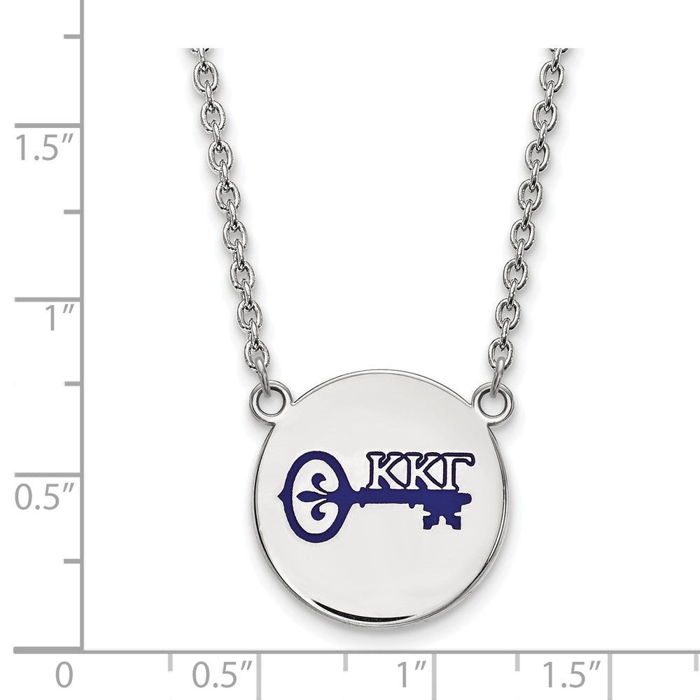Sterling Silver Rhodium Plated Logoart Kappa Gamma Sorority Symbol Large Color Enamel Pendant 18 Inch Necklace