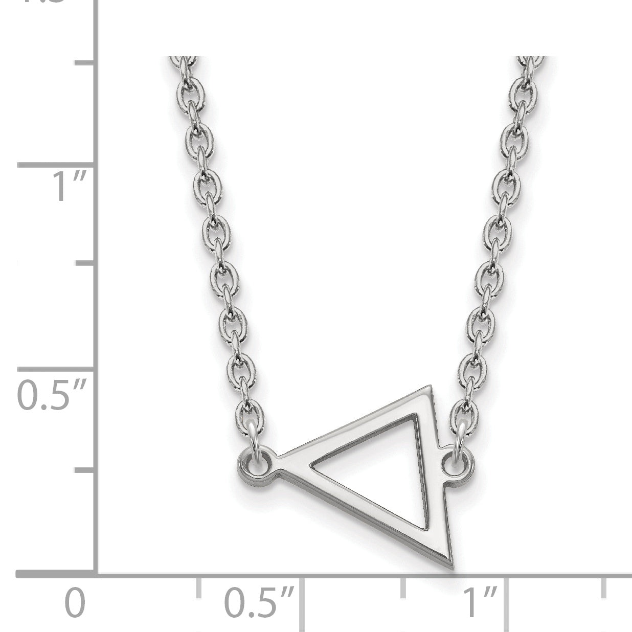 Sterling Silver Rhodium Plated Logoart Miami University Ohio Small Triangle Pendant 18 Inch Necklace