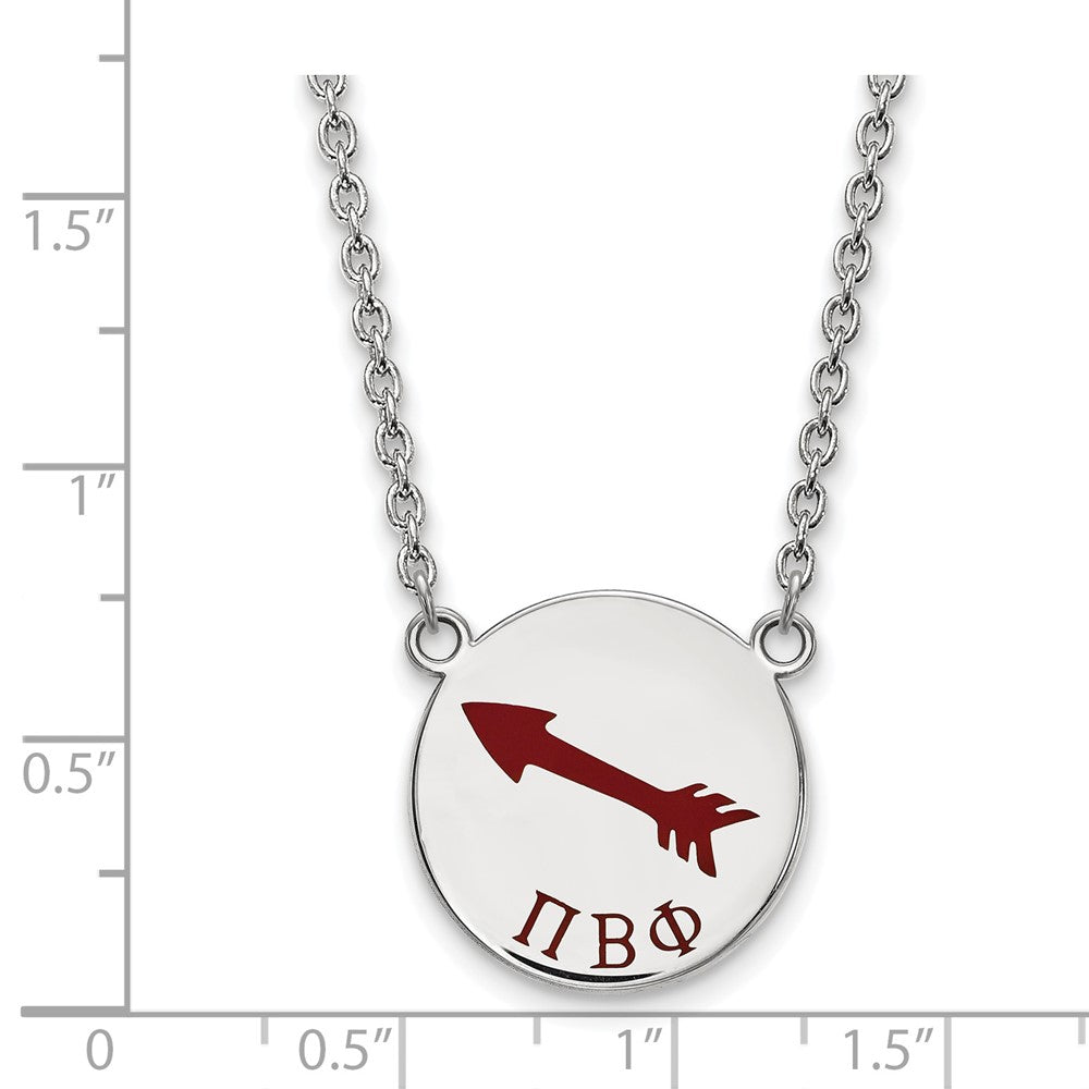 Sterling Silver Rhodium Plated Logoart Pi Beta Phi Sorority Symbol Large Color Enamel Pendant 18 Inch Necklace