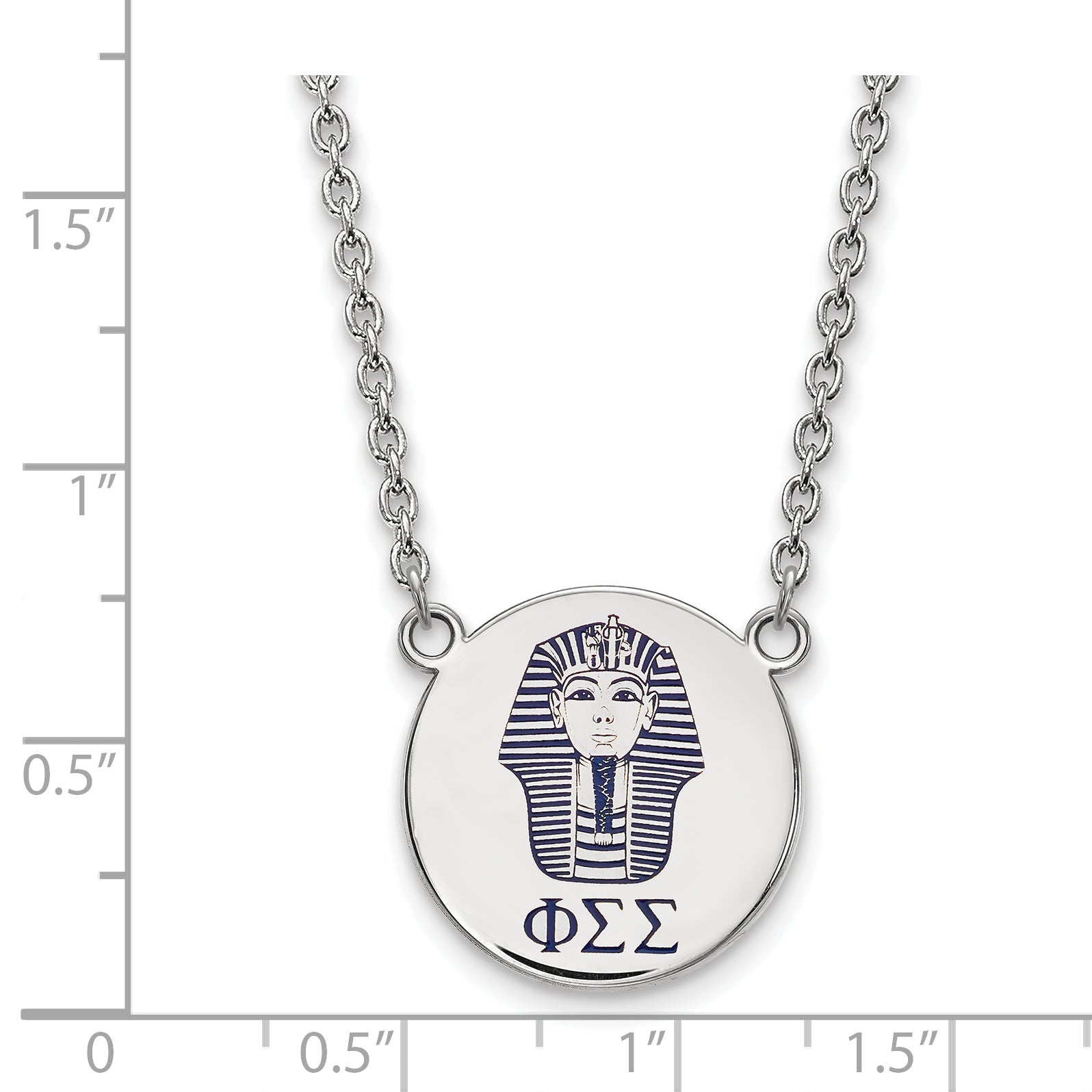 Sterling Silver Rhodium Plated Logoart Phi Sigma Sorority Symbol Large Color Enamel Pendant 18 Inch Necklace