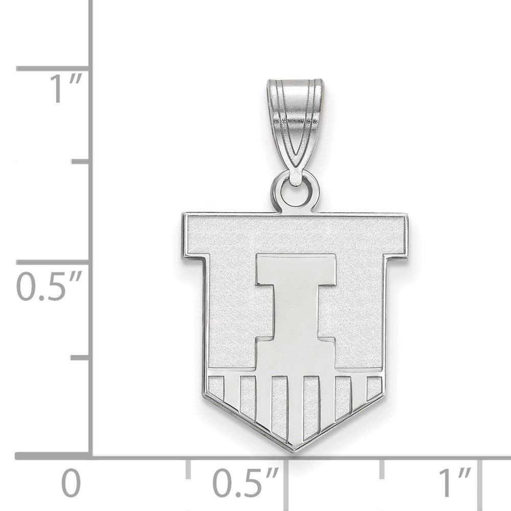Sterling Silver Rhodium Plated Logoart University Of Illinois Victory Badge Medium Pendant