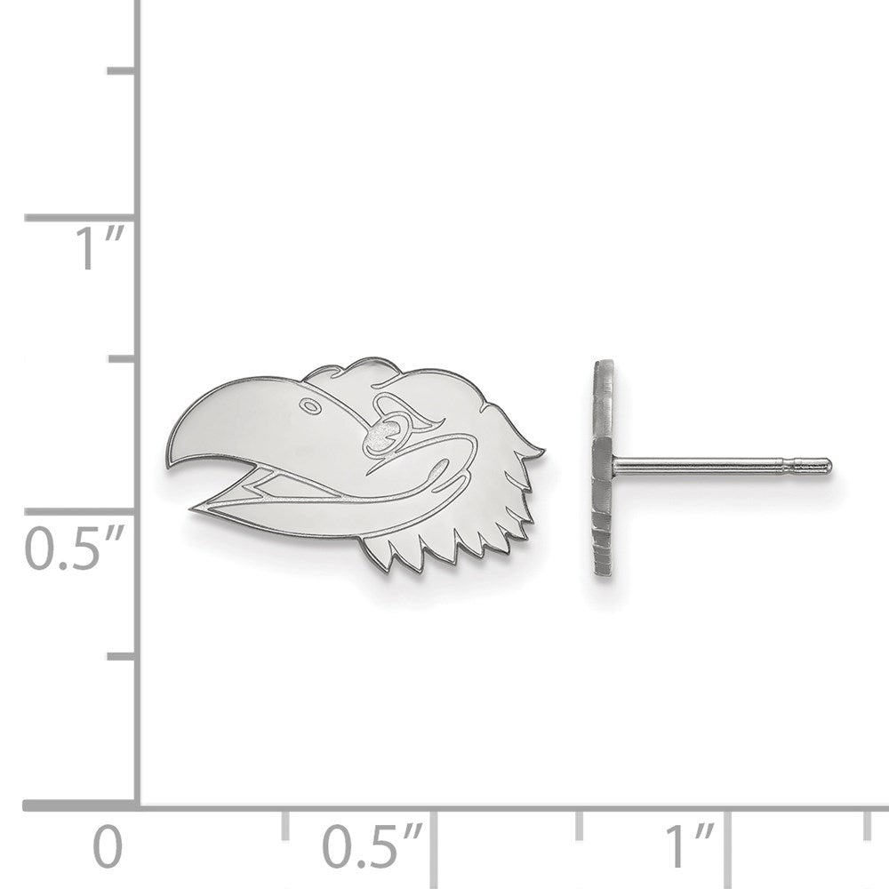 10K White Gold Logoart University Of Kansas Jayhawk Extra Small Post Earrings