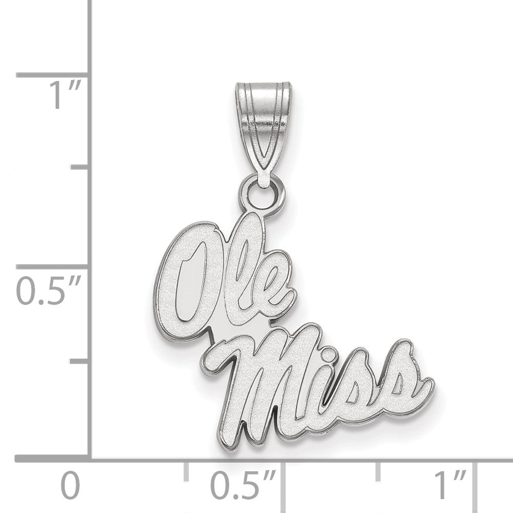 Sterling Silver Rhodium Plated Logoart University Of Mississippi Ole Miss Medium Pendant
