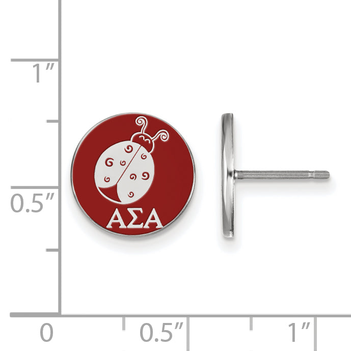 Sterling Silver Rhodium Plated Logoart Alpha Sigma Sorority Symbol Color Enamel Post Earrings