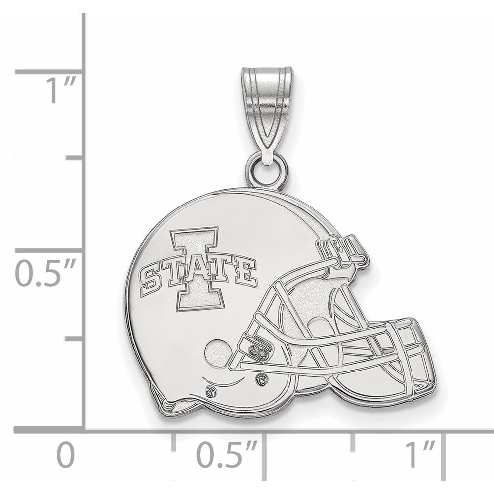 14K White Gold Logoart Iowa State University Football Helmet Pendant