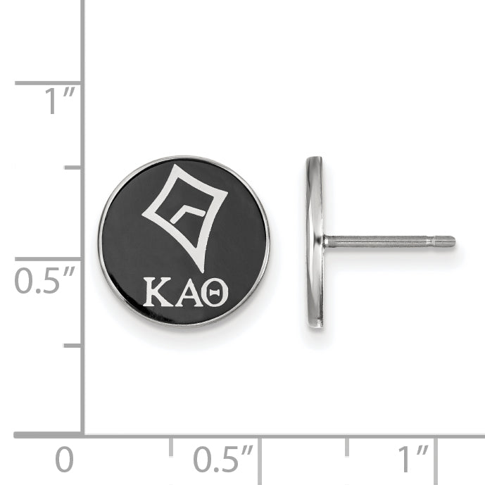 Sterling Silver Rhodium Plated Logoart Kappa Alpha Theta Sorority Symbol Color Enamel Post Earrings