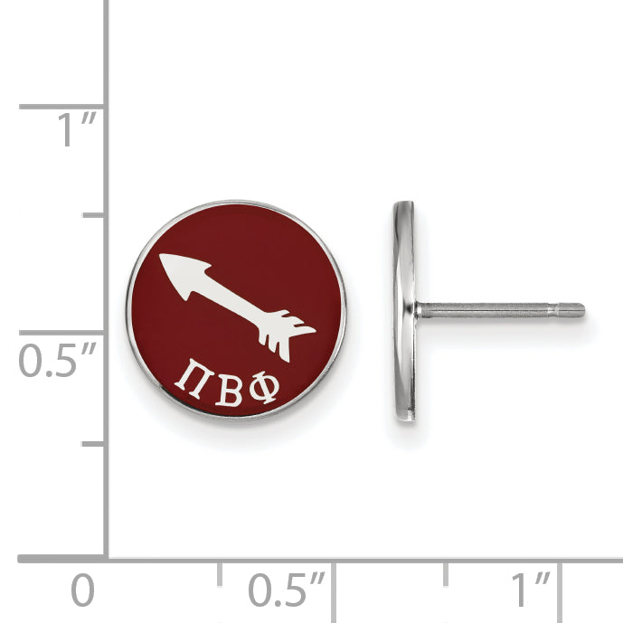 Sterling Silver Rhodium Plated Logoart Pi Beta Phi Sorority Symbol Color Enamel Post Earrings