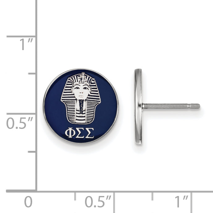Sterling Silver Rhodium Plated Logoart Phi Sigma Sorority Symbol Color Enamel Post Earrings