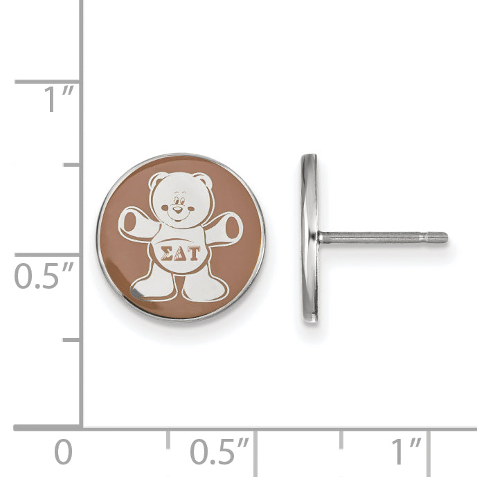 Sterling Silver Rhodium Plated Logoart Sigma Delta Tau Sorority Symbol Color Enamel Post Earrings