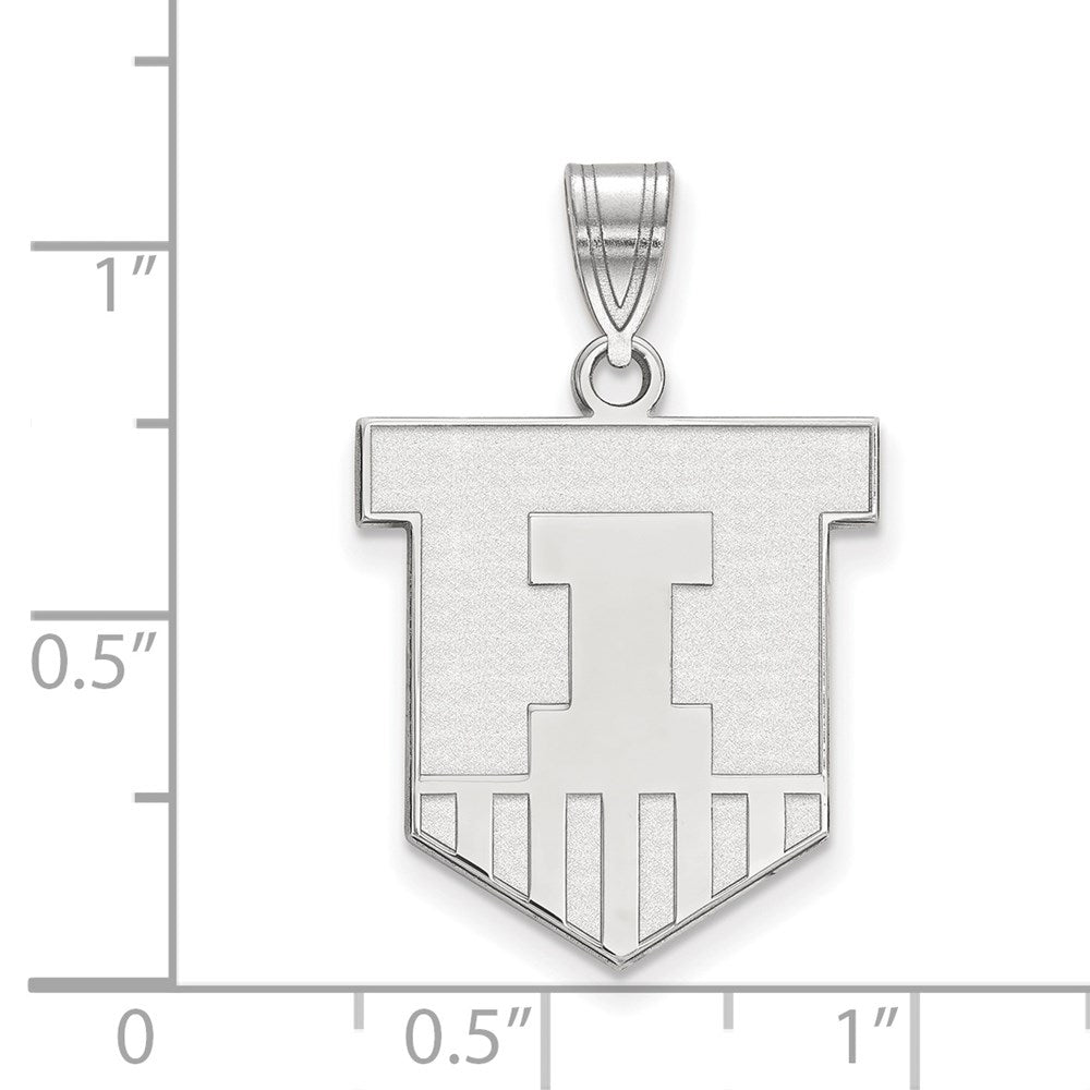 14K White Gold Logoart University Of Illinois Victory Badge Large Pendant