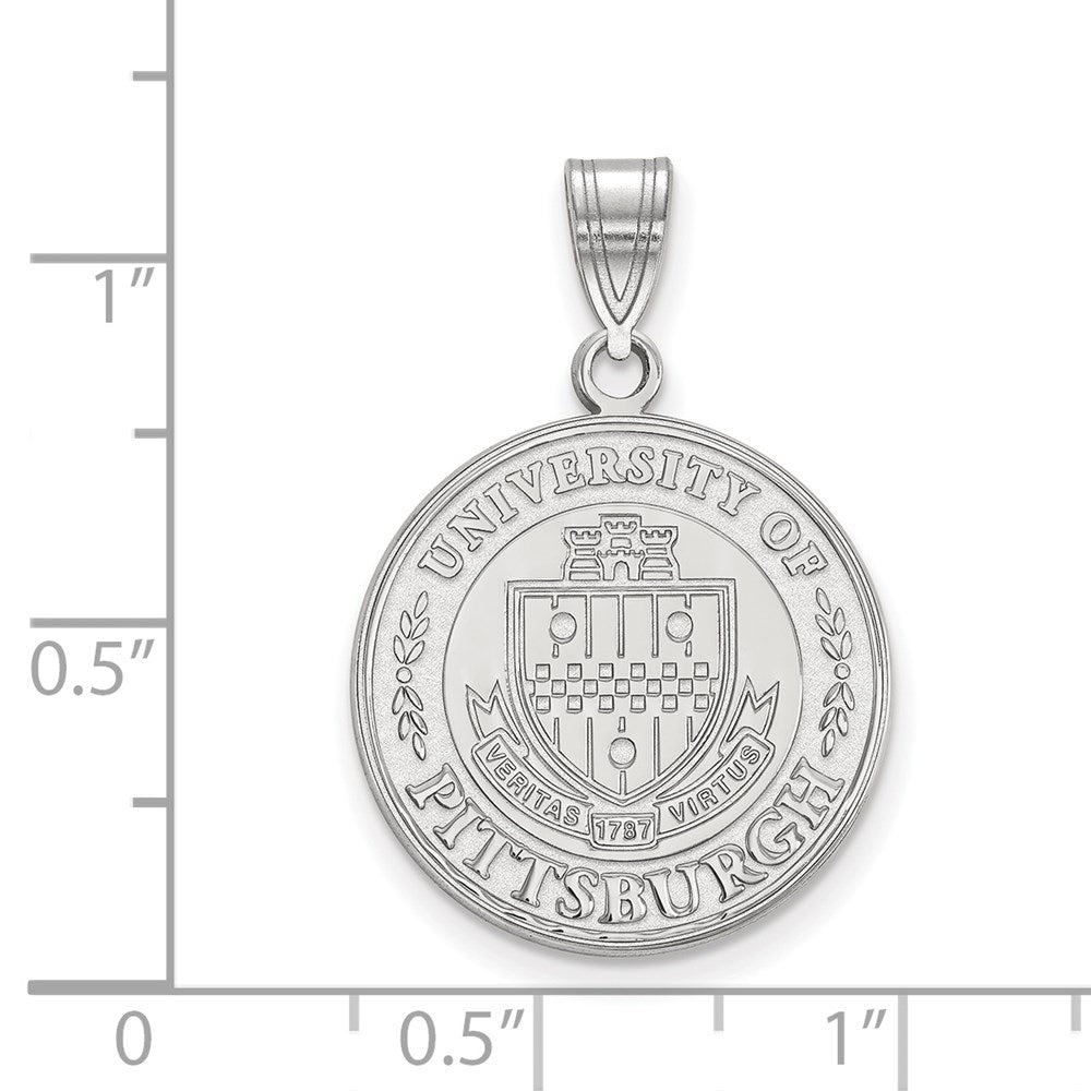 Sterling Silver Rhodium Plated Logoart University Of Pittsburgh Large Crest Pendant