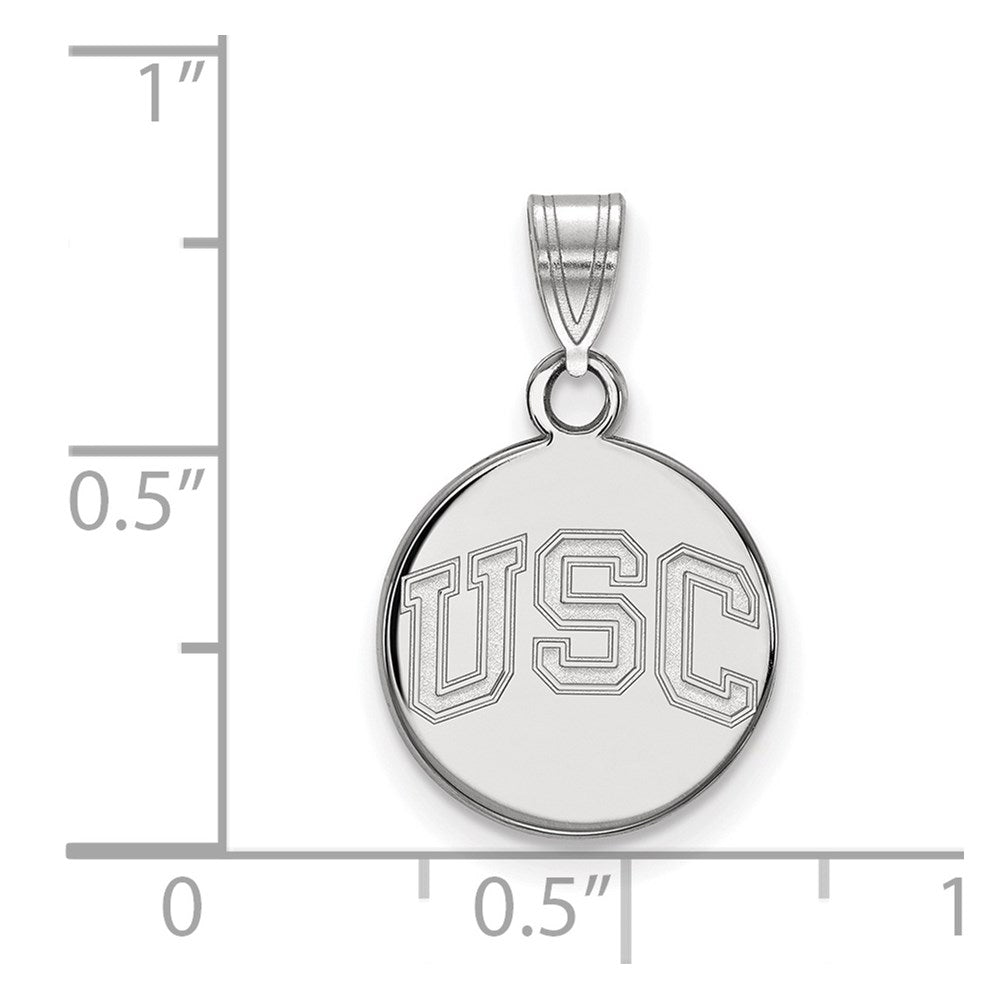 14K White Gold University Of Southern California U S C Small Disc Pendant