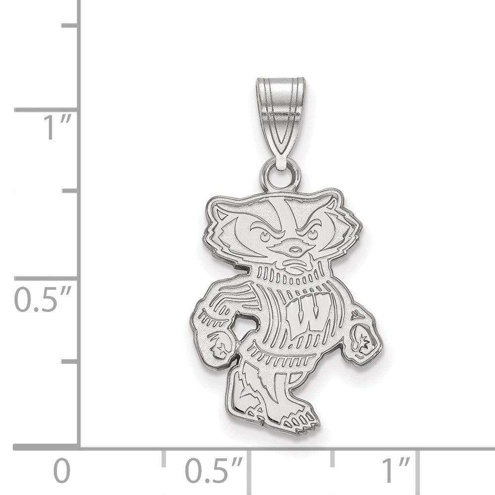 14K White Gold Logoart University Of Wisconsin Badger Large Pendant