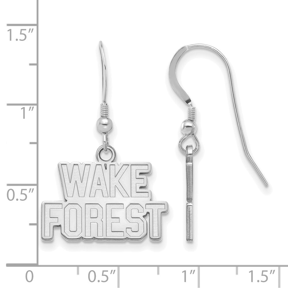 Sterling Silver Rhodium Plated Logoart Wake Forest University W F Small Dangle Wire Earrings