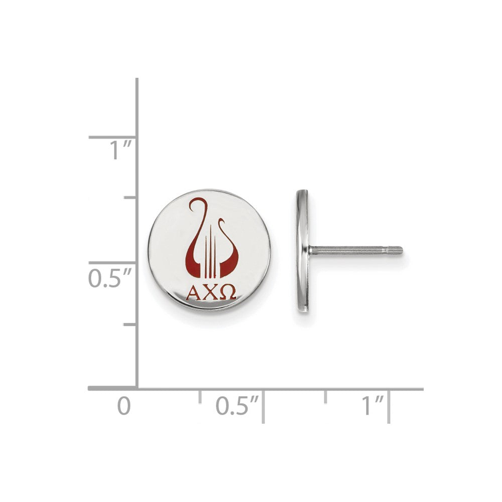 Sterling Silver Rhodium Plated Logoart Alpha Chi Omega Sorority Symbol Color Enamel Post Earrings