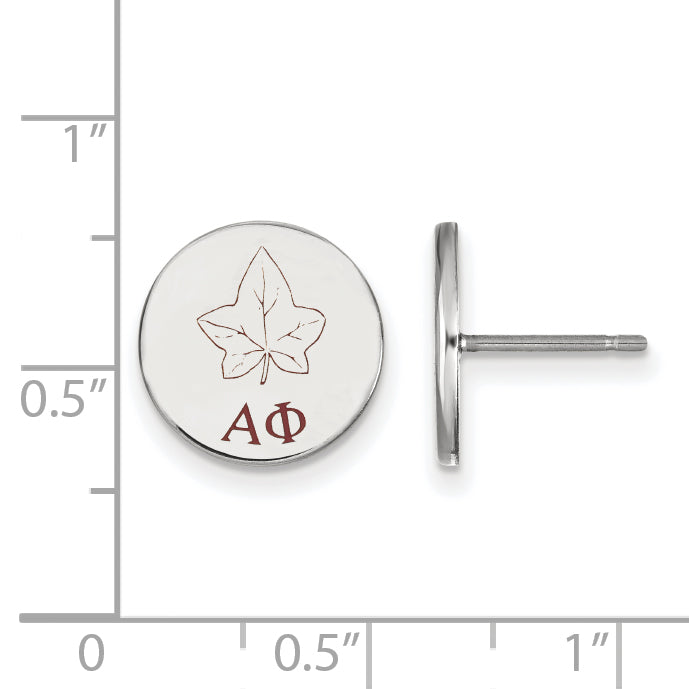 Sterling Silver Rhodium Plated Logoart Alpha Phi Sorority Symbol Color Enamel Post Earrings