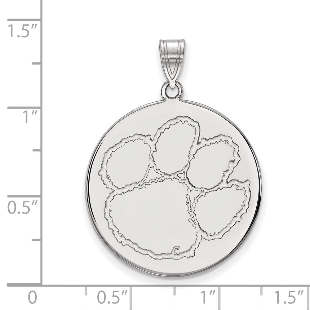10K White Gold Logoart Clemson University Tiger Paw Extra Large Disc Pendant