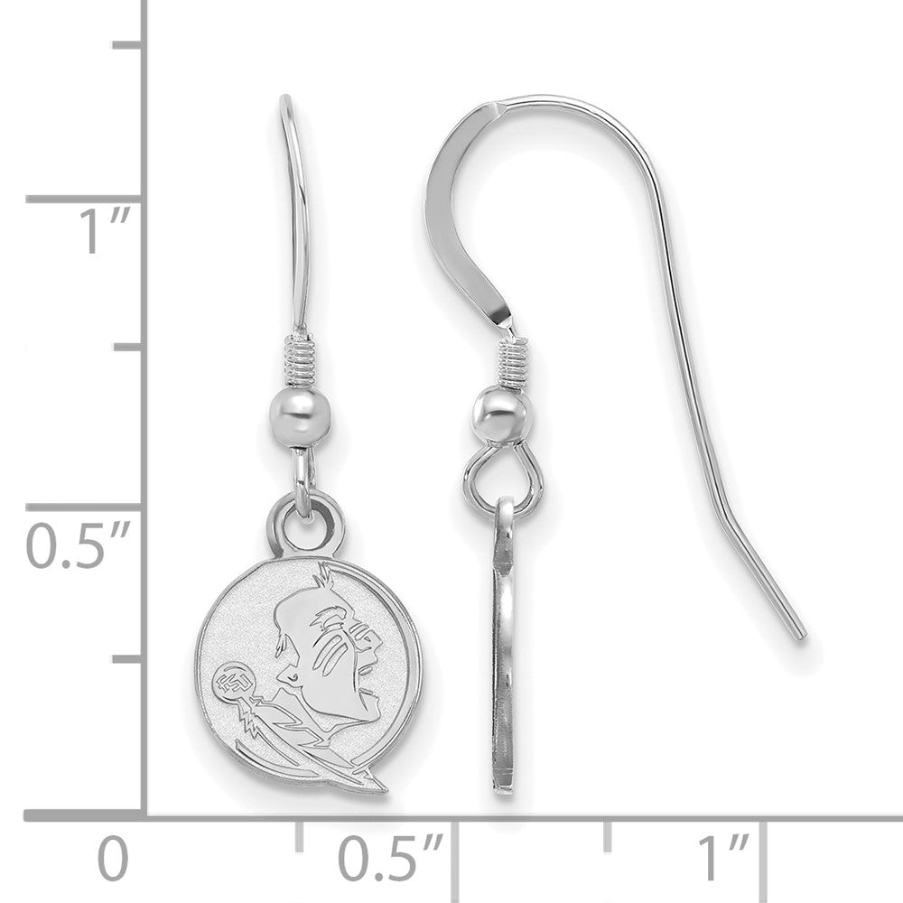 Sterling Silver Rhodium Plated Logoart Florida State University Seminole Extra Small Dangle Wire Earrings