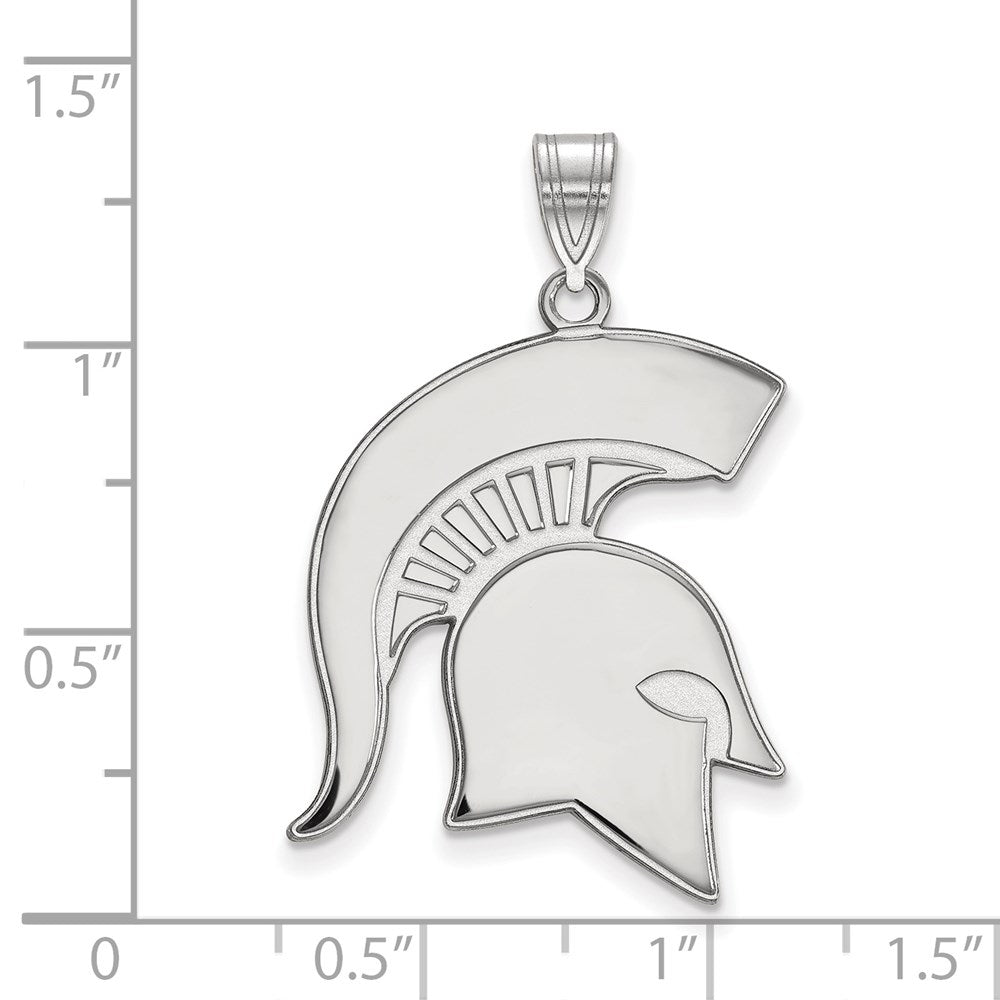 14K White Gold Logoart Michigan State University Spartan Extra Large Pendant