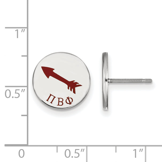 Sterling Silver Rhodium Plated Logoart Pi Beta Phi Sorority Symbol Color Enamel Post Earrings