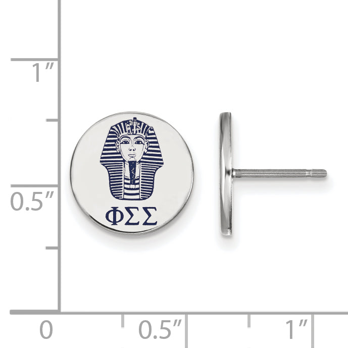 Sterling Silver Rhodium Plated Logoart Phi Sigma Sorority Symbol Color Enamel Post Earrings