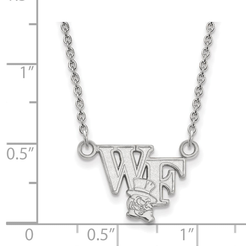 Sterling Silver Rhodium Plated Logoart Wake Forest University W F Deacon Small Pendant 18 Inch Necklace