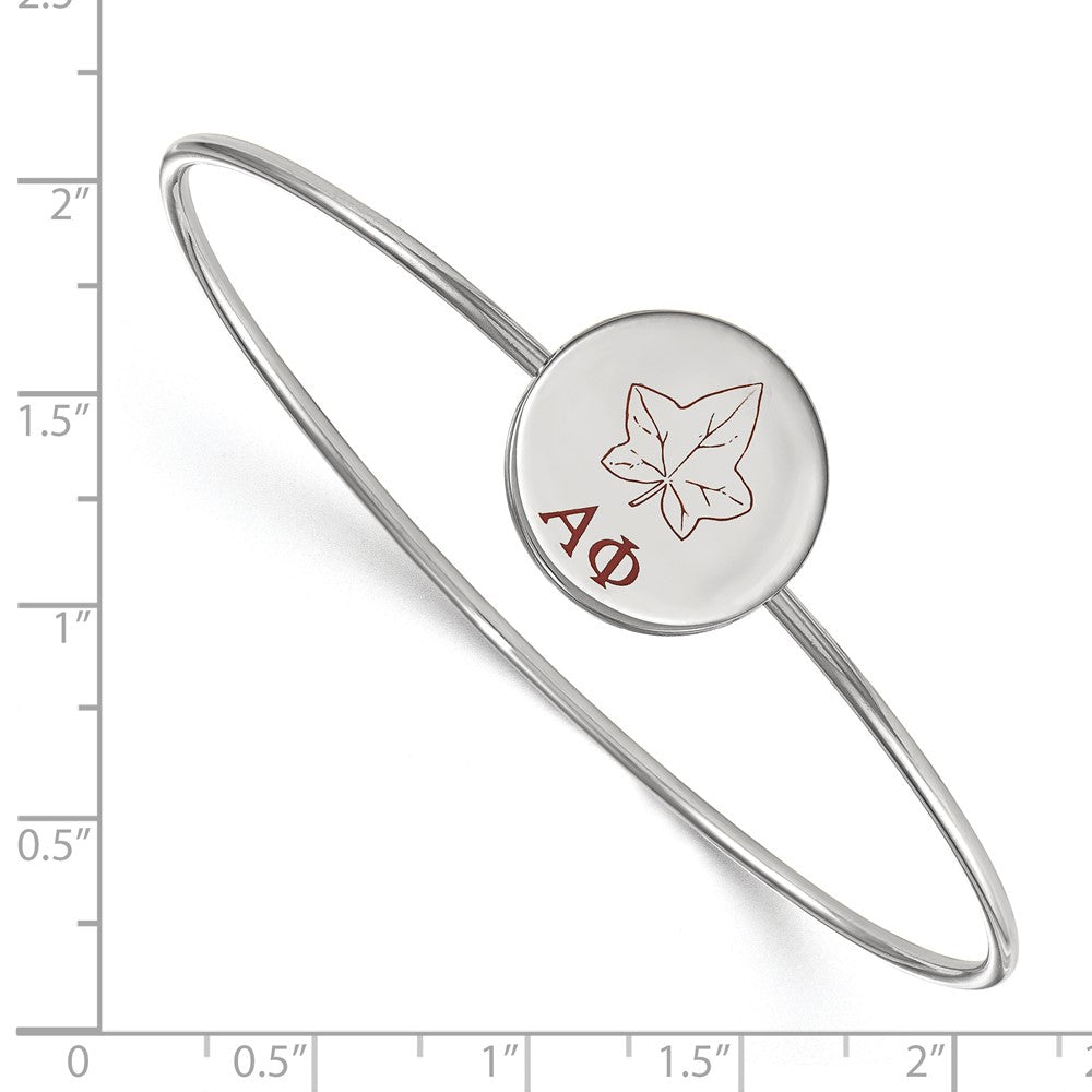 Sterling Silver Rh Plated Logoart Alpha Phi Enameled Slip On Bangle
