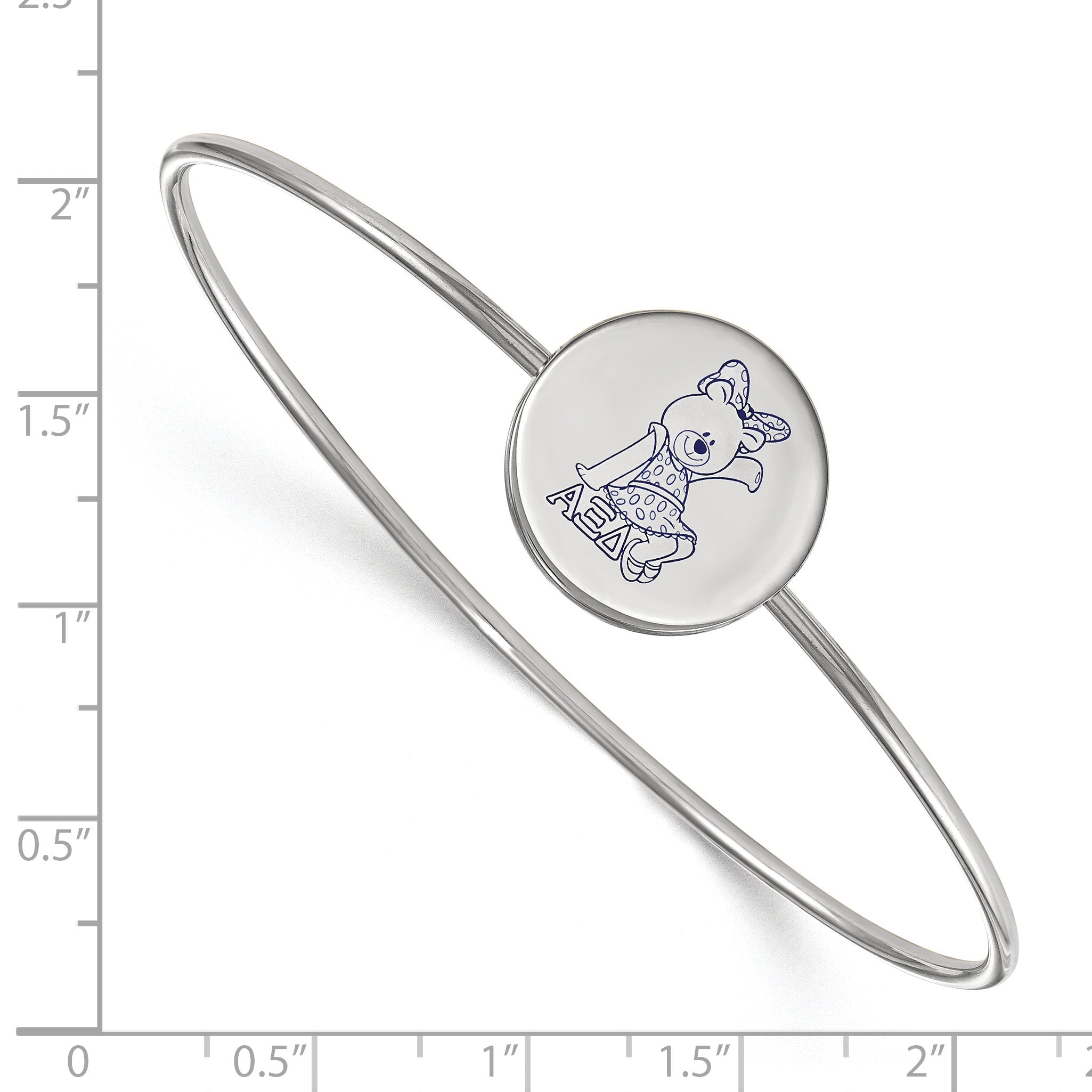 Sterling Silver Rh Plated Logoart Alpha Xi Delta Enameled Slip On Bangle