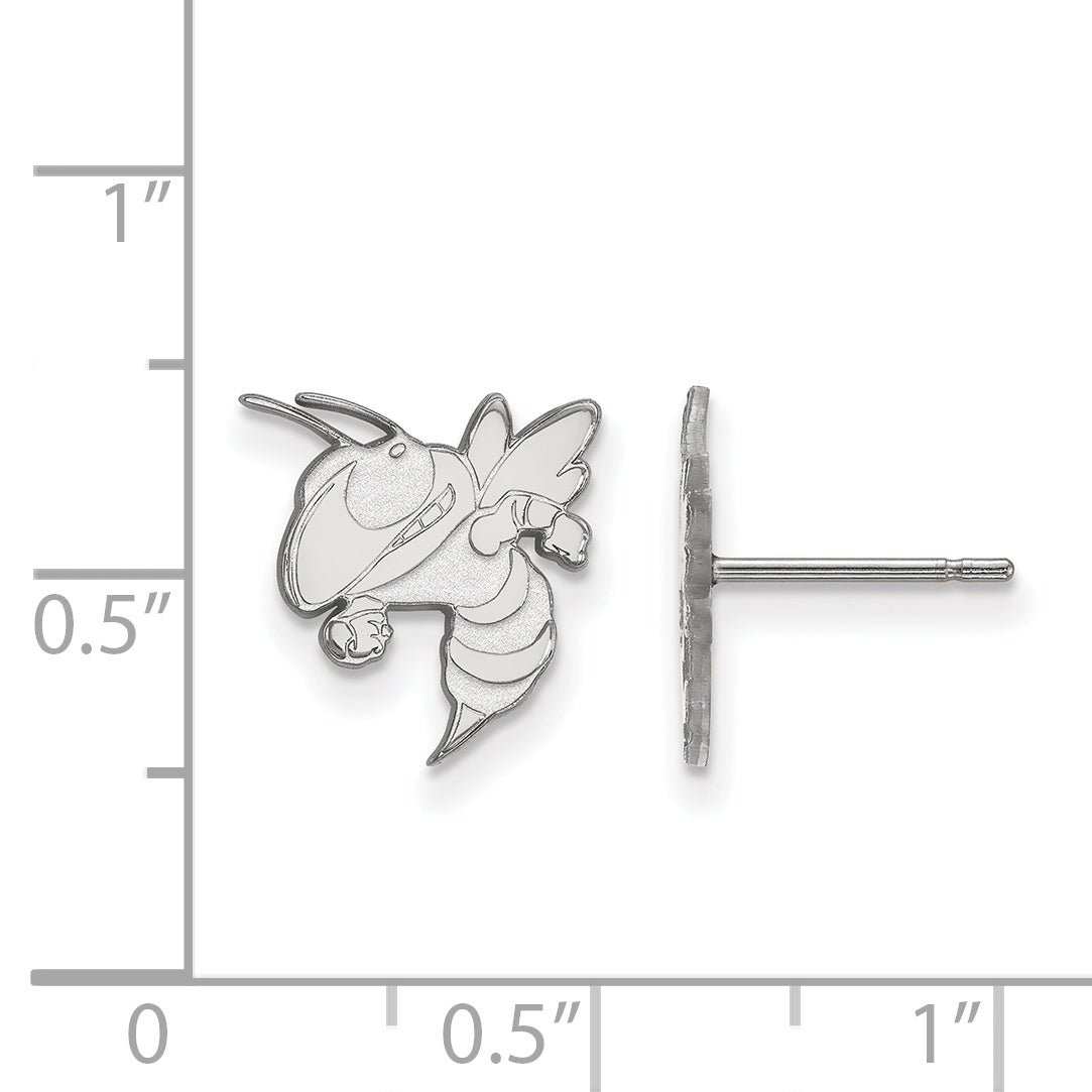 Sterling Silver Rhodium Plated Logoart Georgia Institute Of Technology Yellow Jacket Small Post Earrings