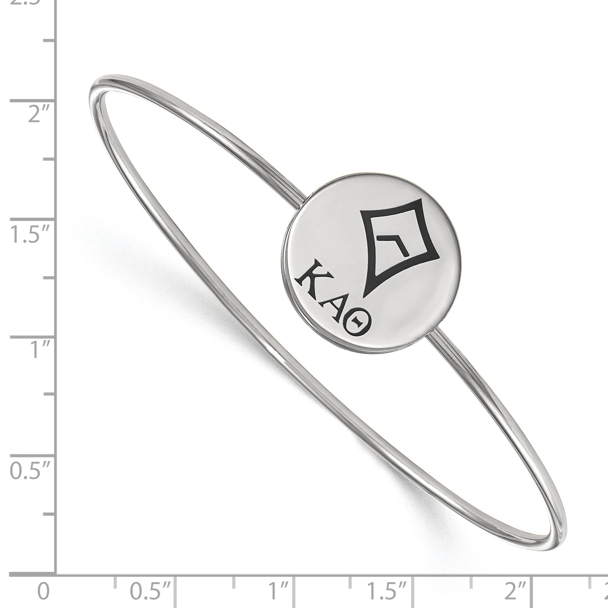Sterling Silver S. Rh Plated Logoart Kappa Alpha Theta Enameled Slip On Bangle